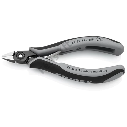 Knipex precíziós elektronikai oldalcsípő fogó ESD többkomponensű nyél barnított 125 mm