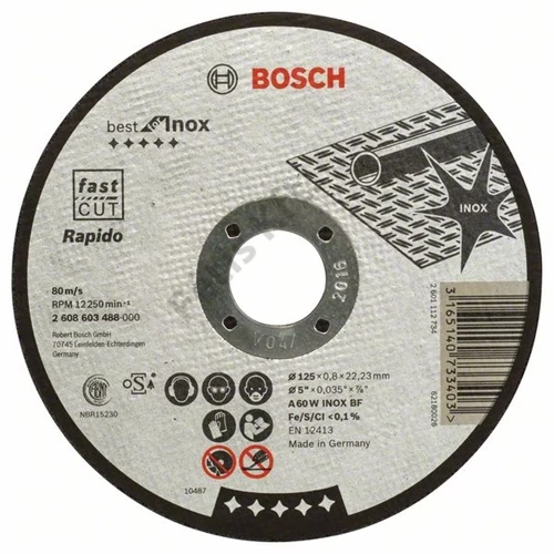 Bosch vágókorong 125x0.8mm inox egyenes