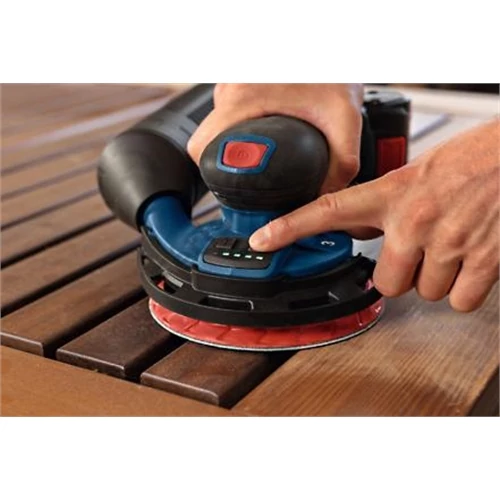 Bosch GEX 18V-150-3 Akkus Excentercsiszoló (akku és töltő nélkül 1x csiszolópapír C470 (150mm) 1x porgyűjtő tartály 1x védőgyűrű) kartondobozban