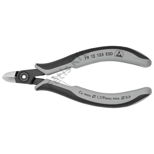 Knipex precíziós elektronikai oldalcsípő fogó ESD többkomponensű nyél barnított 125 mm