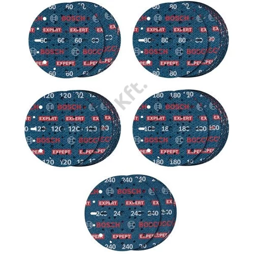 Bosch EXPERT O780 Foil csiszolótárcsa készlet, 150 mm, G60 (5 db) G80 (15 db) G120 (15 db) G180 (15 db) G240 (5 db), 55 részes