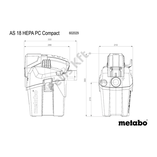 Metabo AS 18 HEPA PC Compact akkus porszívó alapgép (akku és töltő nélkül)