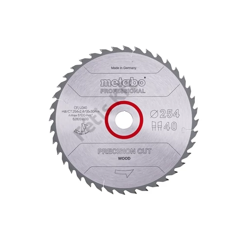 Metabo körfűrészlap precision cut professional 254x30 Z40 WZ 20°