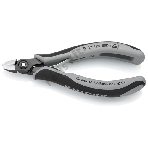 Knipex precíziós elektronikai oldalcsípő fogó ESD többkomponensű nyél barnított 125 mm