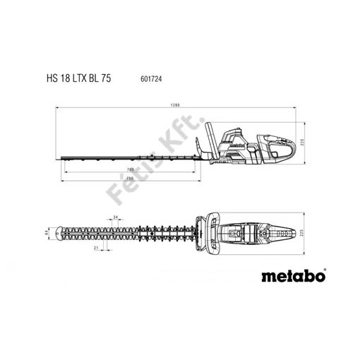 Metabo HS 18 LTX BL 75 akkus láncfűrész (akku és töltő nélkül), karton