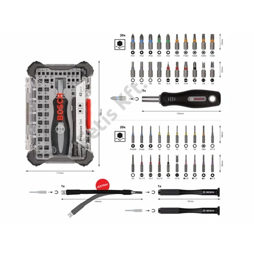 Bosch precíziós bit készlet 43 részes (display-ben)