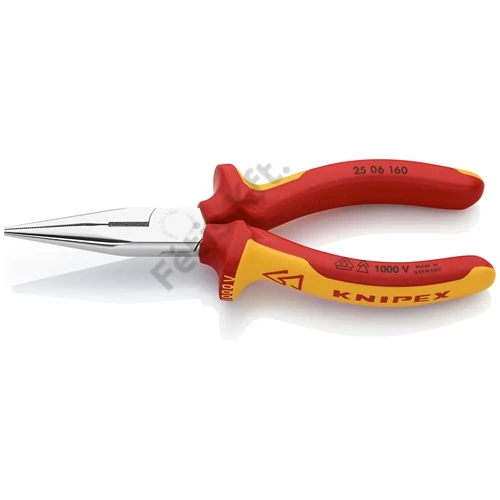 Knipex Félkerek csőrű fogó vágóéllel (Rádiófogó) krómozott VDE 160 mm