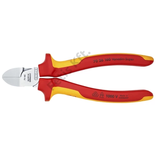 Knipex Oldalcsípőfogó krómozott VDE 160 mm