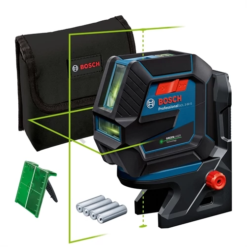 Bosch GCL 2-50 G zöld kombilézer + RM 10 tartó