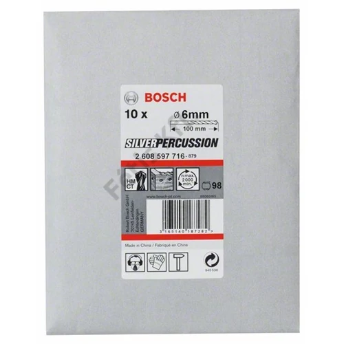 Bosch kőzetfúró 6.0x100 mm Silver Percussion 10 db
