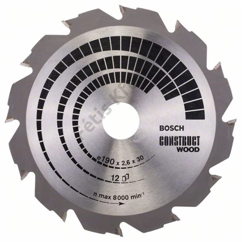 Bosch körfűrészlap 190x30/12 Construct Wood