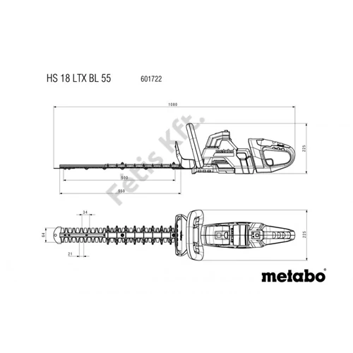 Metabo HS 18 LTX BL 55 akkus sövényvágó (akku és töltő nélkül), karton