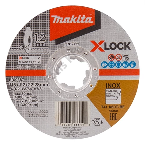 Makita vágókorong INOX 115x1.2mm A60T X-Lock
