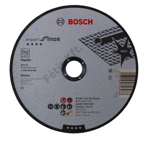 Bosch vágókorong 180x1.6mm inox egyenes