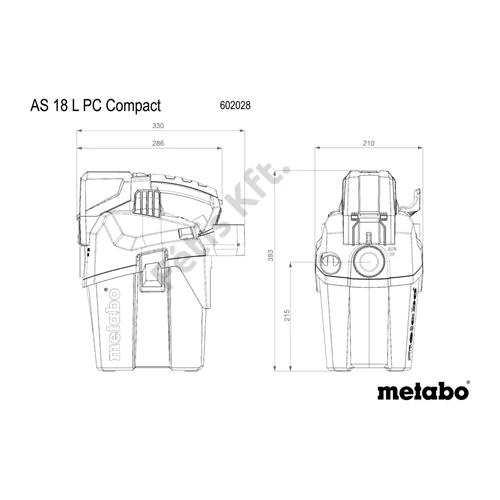 Metabo AS 18 L PC Compact akkus porszívó alapgép (akku és töltő nélkül)