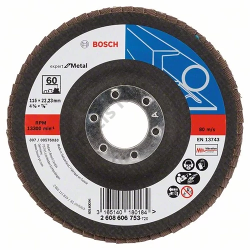 Bosch lamellás tárcsa 115x22.23 mm P60 fémhez Zirkon X551 kúpos üvegszál
