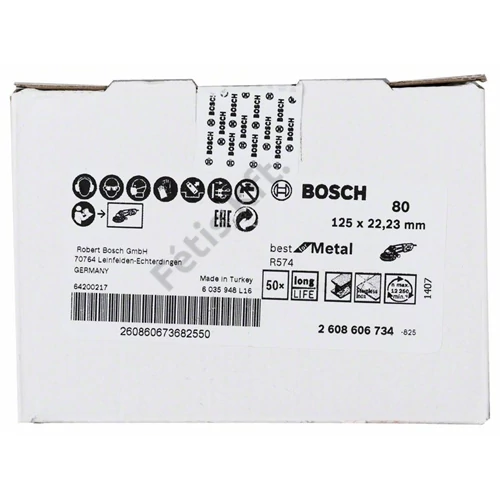 Bosch fibertárcsa R574 fémhez 125 P80 Zirkon