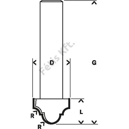 Bosch keményfém 'H' profilmaró (2 vágóél) 12.7x12.4 46 mm d:8 mm
