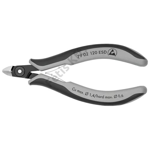 Knipex precíziós elektronikai oldalcsípő fogó ESD többkomponensű nyél barnított 120 mm