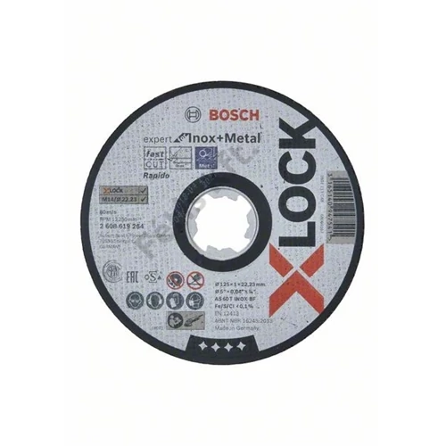 Bosch vágókorong 125x1 inoxhoz egyenes X-Lock