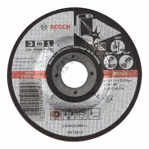 Bosch vágókorong 115x2.5mm inox hajlított
