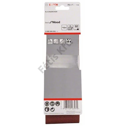 Bosch X440 végtelenített csiszolóvászon 75x508 mm, P60 3 db