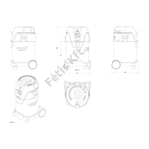 Metabo ASA 30 L PC Inox száraz-nedves porszívó 1250W 210hPa (mbar) 30l