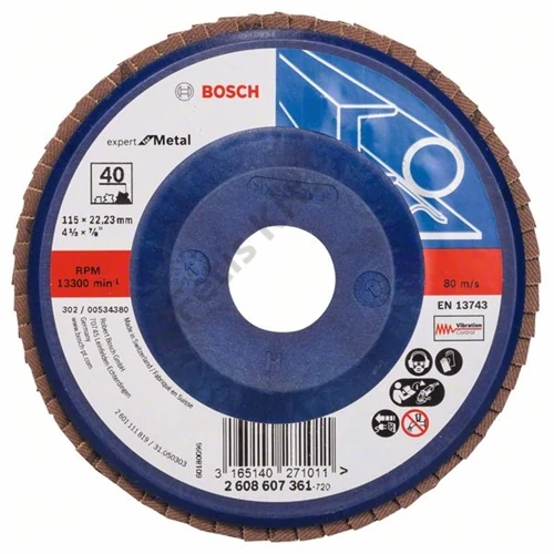 Bosch lamellás tárcsa 115x22.23 mm P40 fémhez Zirkon X551 egyenes műanyag