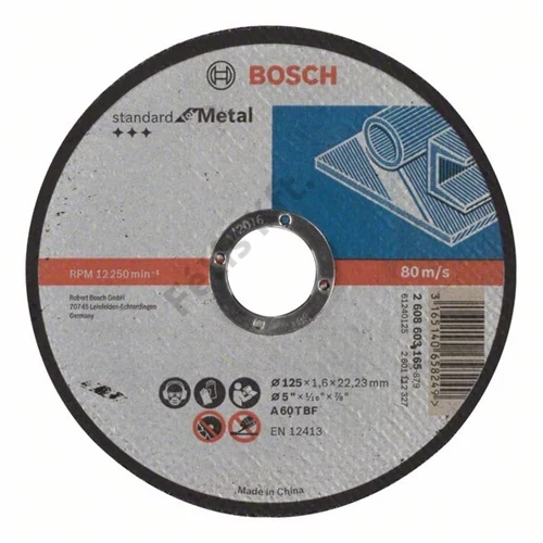 Bosch vágókorong 125x1.6mm fém egyenes