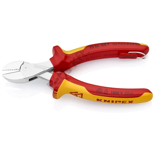 Knipex X-Cut Kompakt oldalcsípő fogó nagy áttételű krómozott VDE 160 mm, rögzítőszemmel