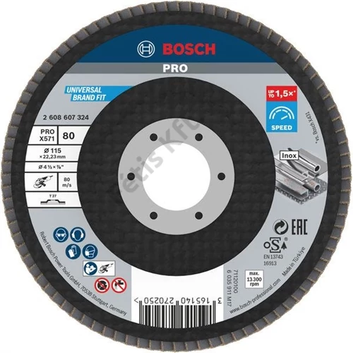 Bosch PRO X571 lamellás tárcsa, 115 mm, G80