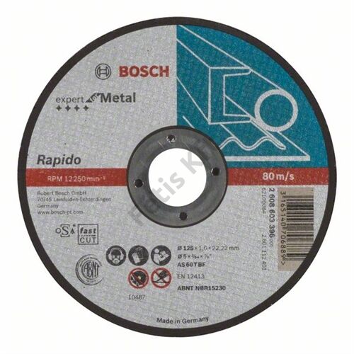 Bosch vágókorong 125x1mm fém egyenes