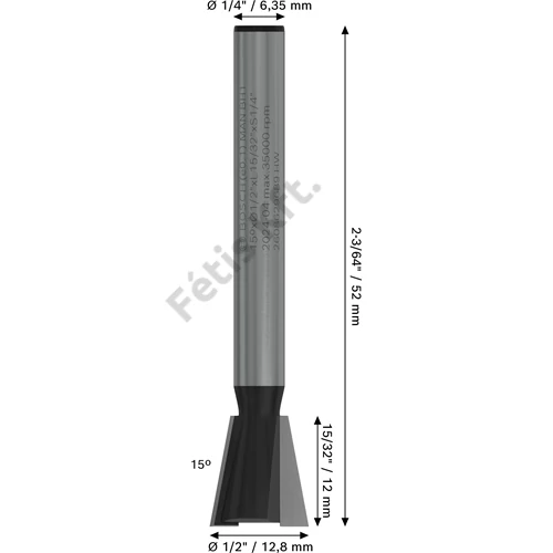 Bosch PRO alakmaróbetét, fogazómaró, 15°, szár 1/4