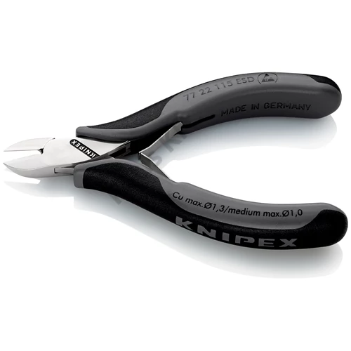 Knipex Elektronikai oldalcsípő fogó ESD többkomponensű nyél 115 mm