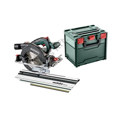 Metabo Set KS 18 LTX 57 akkus kézi körfűrész alapgép (akku és töltő nélkül) KSF 44 vezetősín, MetaBox