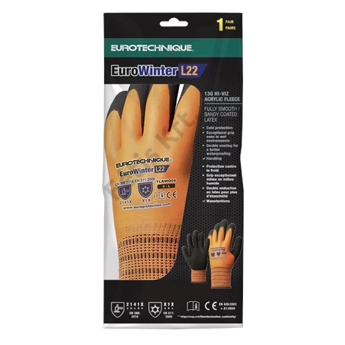 EUROWINTER téli narancs kesztyű latex tenyér+csb réteg 9