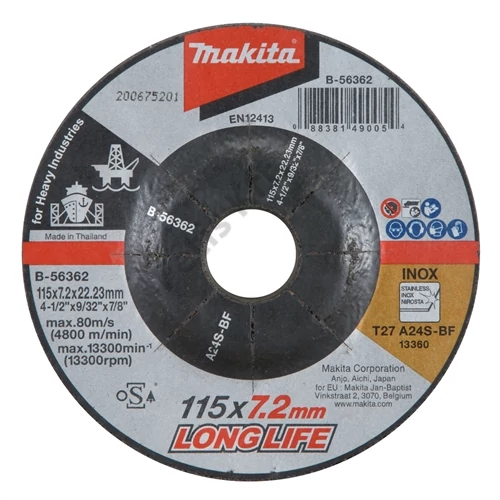 Makita csiszolókorong inox 115x7.2mm A24S long life
