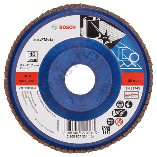 Bosch lamellás tárcsa 115x22.23 mm P40 fémhez Zirkon X571 egyenes műanyag