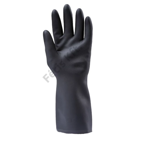 Neoprén fekete vegyszerálló kesztyű 32cm/0 7mm érdes 10